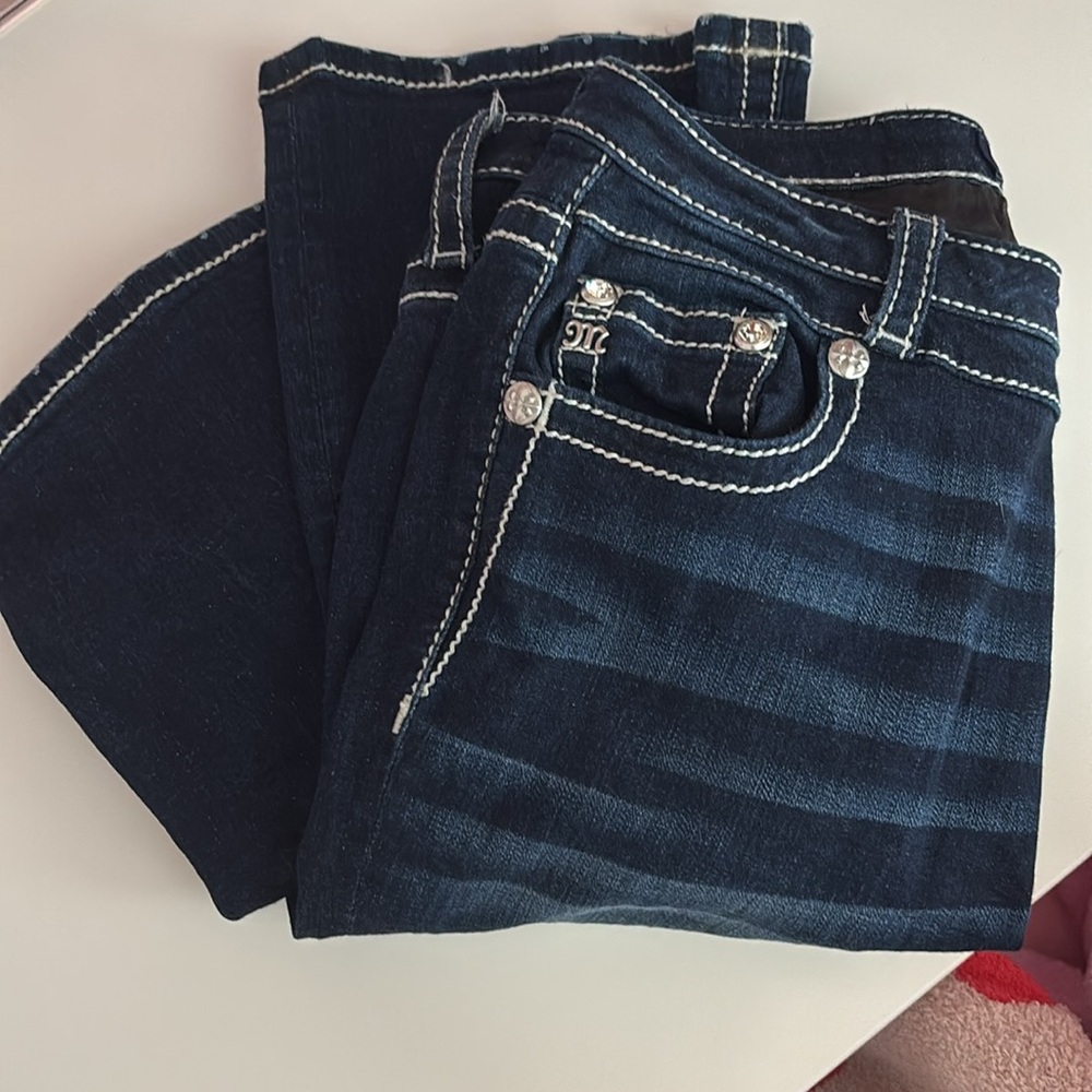 Miss Me Blue Boot Cut Jeans with Embellishments - Picture 2 of 3
